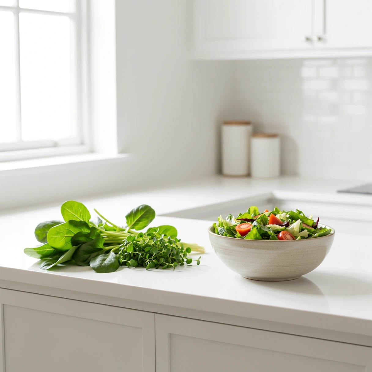 Zdrowa żywność w jasnej kuchni